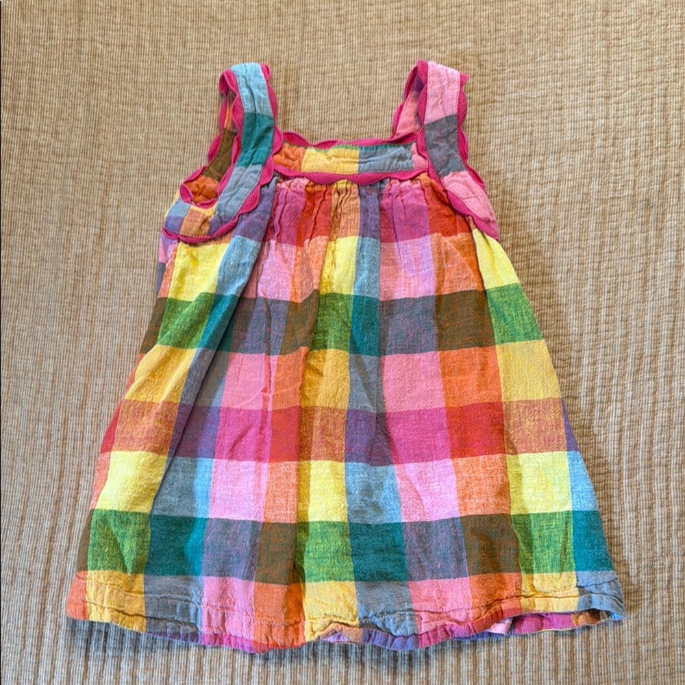 Girls Multicolor Plaid Sundress - Bright Rainbow Check